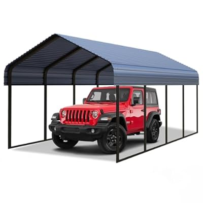 RITERYIFER 10x20 FT Carport Canopy Heavy Duty RV Metal Carports Kits for Garage,Aluminum Car Ports with Steel Shelter Frame Cover for 1 Car or Boats