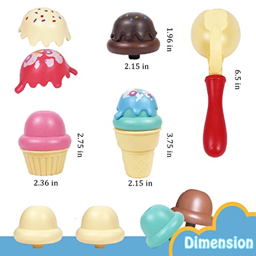 Ice Cream Toy (16 pcs- Play Food for Kids,Realistic Pretend Play Toy with Food Scoop and Ice Cream Cone | Ice Cream Play Set for Girls & Boys - Best Ice Cream Shop for Kids 3 4 5 6 7 8 9 Year Old.