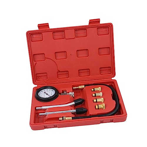 DINHEAROM 1 Satz Multifunktionaler Zylinder Druckprüfer für Autos und Motorräder Kompressionsmessgerät zur Diagnose von Benzinmotoren und Zwei Adapter und Stabilem Transportkoffer