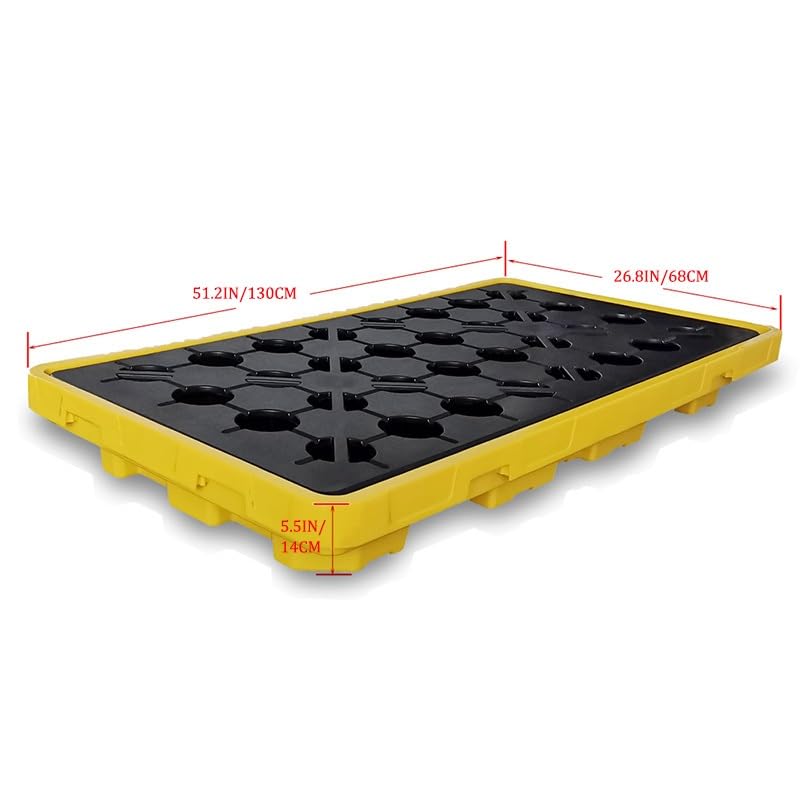 XBTGS Vassoio modulare per il contenimento delle fuoriuscite impilabile, pallet di capacità del tamburo dell'olio con scarico, soluzione di sicurezza industriale per garage e cucina di fabbrica