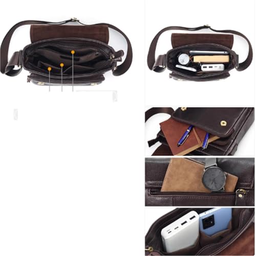 Vintage Crossbody Bag for Women Men, Leather Satchel Pouch, Small Messenger Bags, Waterproof Casual, for Travel Work Busines4