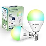 Matter E12 Smart Light Bulbs 50W Equivalent 5W 550LM, Compatible with Alexa/Siri/Apple Home/Google Home/SmartThings, G16.5 RGBCW Candelabra Ceiling Fan Bulb, 2.4G WiFi, ETL Listed, 2PCS