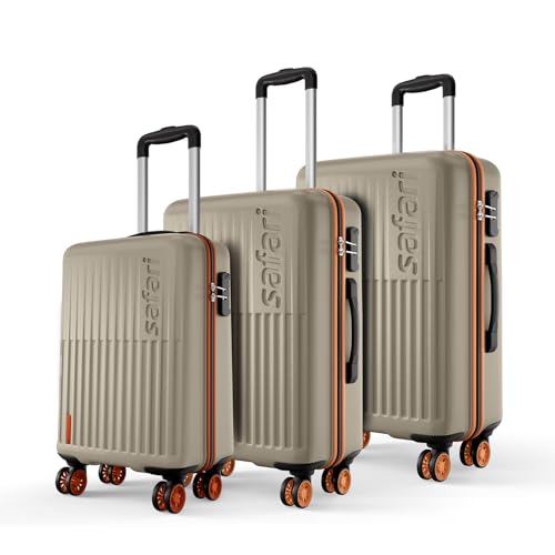 Image of Safari Astra Neo 8 Wheels Set of 3 Trolley Bags, Hard Case Polycarbonate, 360 Degree Wheeling Carry on & Check-in Luggage for Men & Women, Suitcase for Travel, Trolley Bags for Travel, Champagne