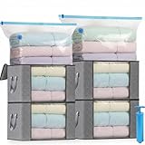 Kit de Rangement Housse de Rangement Sous Vide Grande Capacité XXL, 4 Sacs Sous Vide, 4 Sacs de Rangement en non tissé et 1 Pompe, Réutilisable pour Duvet Couette Oreillers Vêtements la Literie