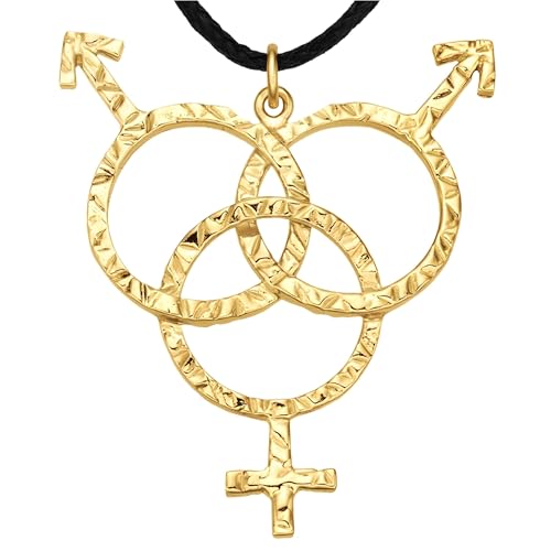 Gioiello bi con collana – Accessorio LGBTQ+ per l'orgoglio, fatto a mano con amore, simboleggia l'apertura & la diversità, regalo ideale per partner, amicə queer & alleatə (Gioiello bi, placcato oro)