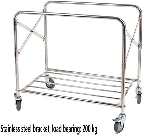 [Rosoy] 可動トロリー 家庭用サービスカート ランドリーソーター バッグ付き ステンレススチール 折りたたみ 頑丈 業務用リネ