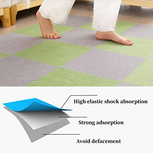 6/9/12 Pcs Self Stick Carpet Tiles, Self Adhesive Carpet Tiles For Floor, Splicing Indoor Carpets, Soft And Comfortable Dirt-Resistant(Size:6Pcs,Color:green) #TOP3