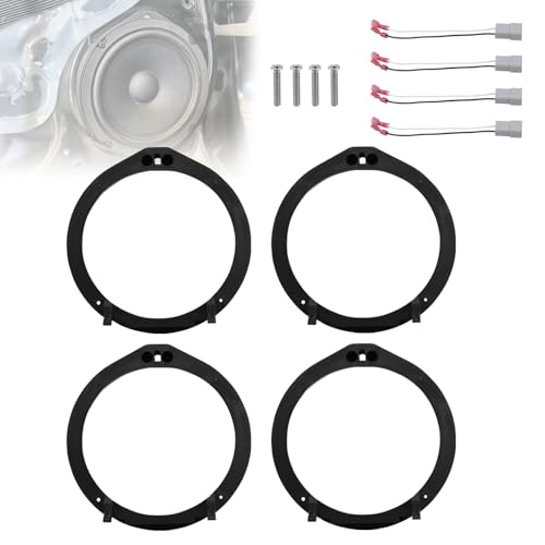 RULLINE 4PCS 6.5" Speaker Adapter Bracket & Wiring Harness Kit Direct Compatible with Honda Civic/Accord/CR-V/Acura RDX/TL/TSX 2006-2013 Front Rear Door 6-6.75" Aftermarket Speaker Install