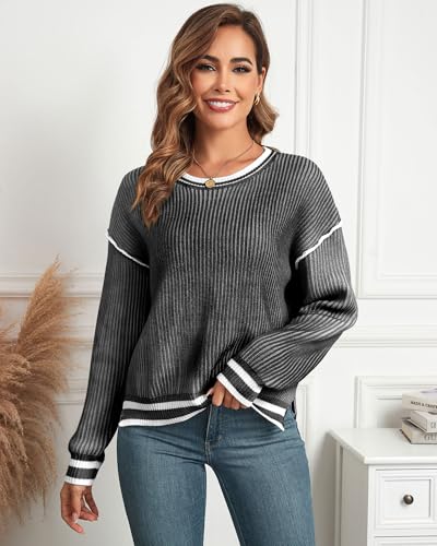 Image of ZAFUL Womens Oversized Sweaters 2025 Cable Knit Chunky Sweater Long Sleeve Crewneck Pullover Loose Outfits