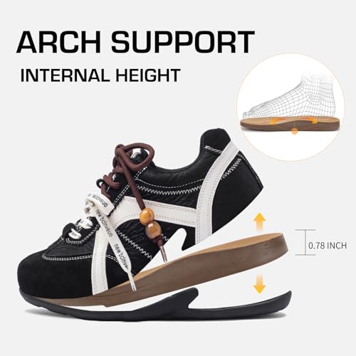 Wide Toe Box Shoes for Women Comfortable Invisible Height Increasing Elevator Fashion Sneakers Arch Support Casual Sneakers Non-Slip Suede Workout Womens Walking Shoes3