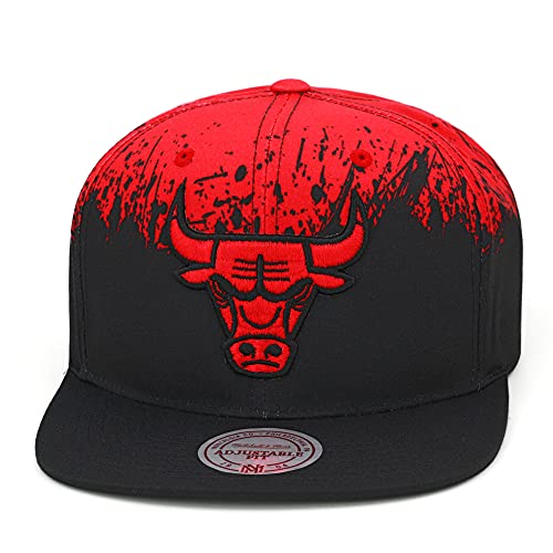 Mitchell & Ness Chicago Bulls Paint Splatter Snapback Hat Cap Black Red