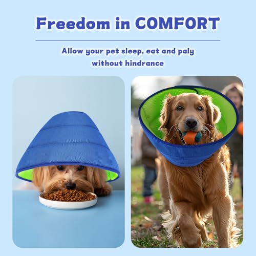 Image of Soft Dog Cone Collar After Surgery Alternative for Dogs to Stop Licking, Comfort Collars for Large /Medium /Small Pet /Cat, Comfortable Elizabethan Neuter Recovery E Cones of Shame Neck & Head Ecollars