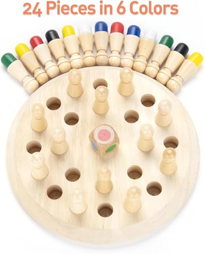 TEC TAVAKKAL Wooden Memory Chess Matching Game: Family Board Games for Kids and Adults, Montessori Preschool Learning Educational Toy for Toddler 3 4 5 6 7 8+ Year Old, Birthday Gift for Boy Girl - Image 4