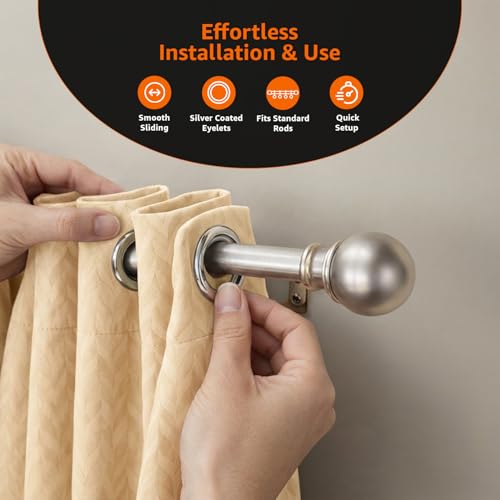 Image of Amazon Basics - Room Darkening Blackout Door Curtains, 100% Room Darkening | 7 Feet |Set of 2| Embossed | Self Deisgn |for Living Room and Bedroom | 115cmx 210cm, Color- Cream
