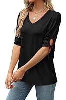 Algopix Similar Product 16 - Aokosor Black T Shirts for Women V Neck