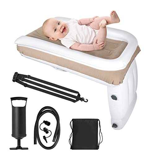 Image of CIONIC Inflatable Toddler Travel Bed, Adjustable Airplane Bed for Kids, Comfort Infant Traveling Bed, Comfortable & Supportive Baby Air Mattress for Car Seat