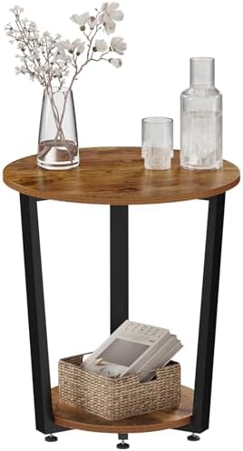 WOLTU Mesa de Centro Redonda, Mesilla de Noche para Salón Cafeter...