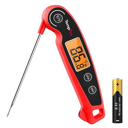 Image of TempPro TP605 Instant Read Meat Thermometer for Cooking, Waterproof Digital Food Thermometer with Large Backlit LCD, Kitchen Thermometer for Grilling, Smoking & Candy Making (Previously ThermoPro)