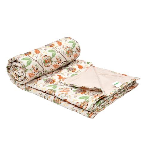 Image of Home Ecstasy 100% Cotton Mulmul Reversible Dohar for Single Bed 210 GSM (56 x 88 inches), Brown