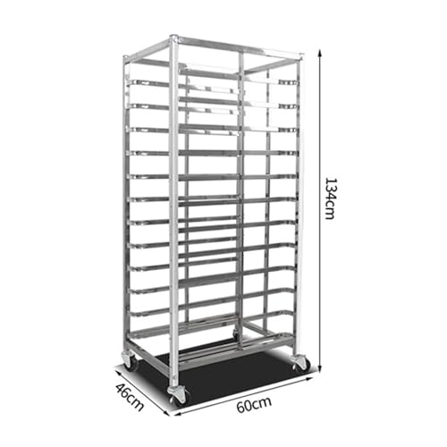 Estante de velocidad para panadería, estante de acero inoxidable resistente para hornear comercial, bandejas de enfriamiento y masa de pan, pizza, carrito de secado de metal