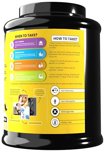Image of Nutrimuscle Massive Muscle Mass Gainer - 7 lbs - Cookies and Cream flavour - For Muscle, Mass and Strength Gain - Contains Creatine, Complex Carbohydrates and Protein