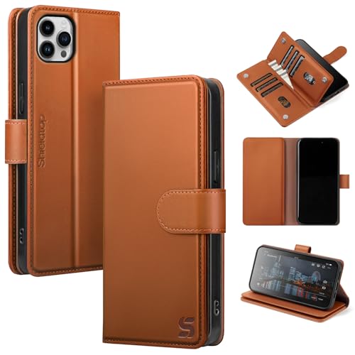 Shieldtop Compatible with iPhone 11 Pro Max Wallet Case with Card Holder Women Men RFID Blocking PU Leather Folio Flip TPU Protective Cover Credit Card Slots Phone Case for Apple 11 ProMax Light Brown