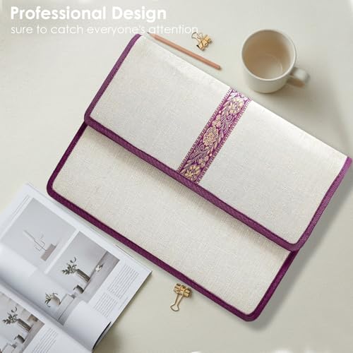 Image of Shuban Jute Document File Folder | Eco-Friendly A4 Size Envelope Folder with Velcro Closure | Multipurpose Certificate, Office, School & Travel Document Organizer (Style -1- Jute Folder- 1 Pcs)