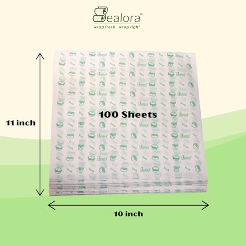 Image of 100 Sheet Food Wrapping Paper Sheets for Roti, Paratha, Sandwich & Burger | 100% Organic Wood Pulp, Biodegradable, Oil & Grease Resistant, Non Stick, Microwave & Oven Safe | Pack of 4