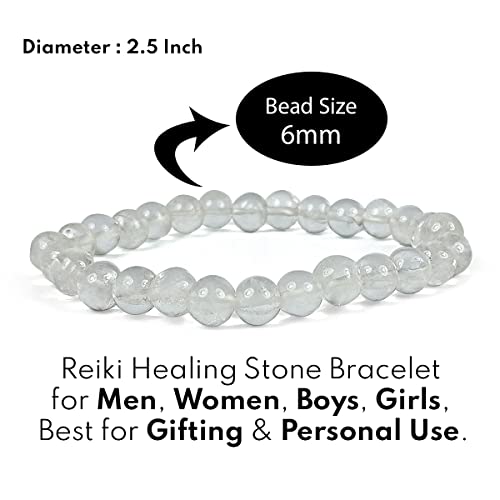 Image of Reiki Crystal Products Certified Natural Crystal Stone Bracelet 6 mm Round Beads for Men and Women | Premium Gemstone Jewellery Collection | Reiki Charged | Multiple Stone Variants Available