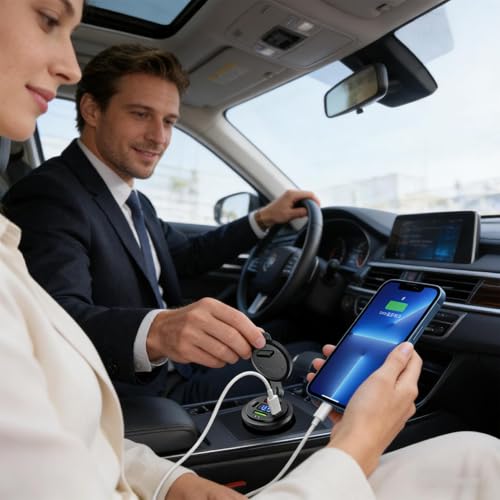 Cargador de coche multiport y pantalla digital para carga simultanea 2