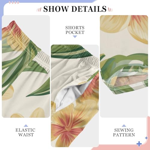 Pineapple Aloha Flowers Boys Long Pants Soft Trousers Elastic Waist Kids Lounge Bottoms with Pockets S-XL4