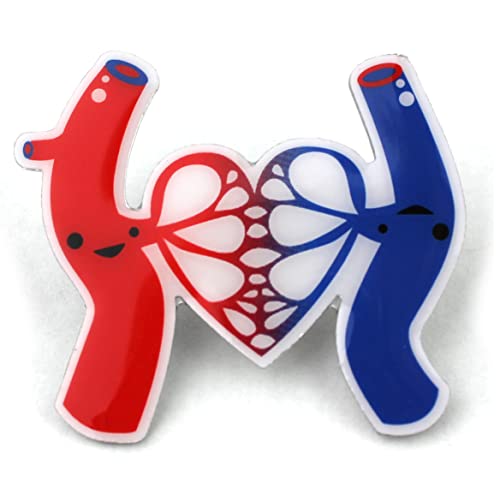 Image of I Heart Guts Artery & Vein Lapel Pin - Life's Bloody Great - Funny Blood Donor Gift - Cute Hematology Phlebotomy Pins for Badge Reel - Blood Character Art