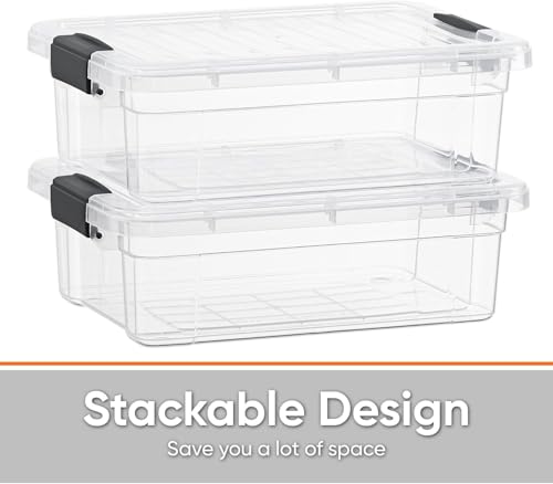 Image of Superio Storage Bins with Lids- 2 Pack, 7.4 Qt Clear Boxes for Organizing, Stackable Plastic Containers- BPA Free, Non-Toxic, Odor Free, Organizer for Home, Office, Dorm