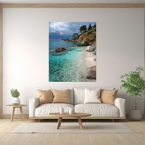 Décoration murale sur toile plage grand format contre murs vides - 3