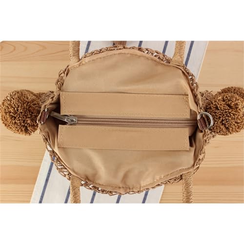 Vacation Beach Woven Bag Paper Rope Round Ball Tote Crossbody Tassel Purpose Bag2