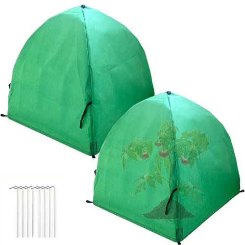 2 Pack Winter Plant Covers Freeze Protection Shrub Covers, Plant Frost Protection Tent, Warm Plant Tents Protecting for Fruit Potted Plants Tree from Freezing Animals Eating(22x22x23in, Frost Cloth)