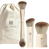 HEYMKGO 3Pcs Pennello Fondotinta, Pennello Trucco a Doppia Testa, Pennello Kabuki Retratti...