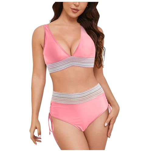Genérico Bañador Mujer Talla Grande Push Up Cintura Alta Traje De Baño Push Up Bañadores Reductores Barriga Bikini Cintura Alta Ropa De Playa Deportiva con Relleno(L)