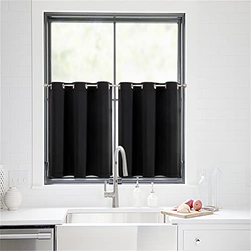 Chrisdowa D4GBLACK4236 Small Window Curtains For Kitchen And Bedroom - Grommet Short Thermal Insulated Room Darkening Curtains thumb #1