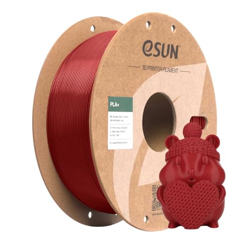 Image of eSUN PLA+ Filament 1.75mm 1KG, 3D Printer Filament Dimensional Accuracy + /- 0.03mm, 1kg Cardboard Spool(2.2lbs) 3D Printing Filament, Fits for Most FDM 3D Printers(Fire Engine Red)