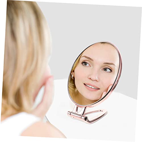 Espejo compacto doble cara color oro rosa portátil miniatura 6