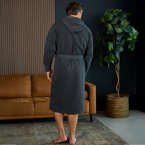 Alexander Del Rossa Hooded Sweatshirt Robe, Mens Hoodie Robe, Long Bathrobe with Hood and Pockets3