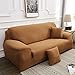 NDPOS Pokrowiec na kanapę w kształcie litery L segmentowy pokrowiec na kanapę odwracalny miękki pokrowiec na sofę ochraniacz na meble antypoślizgowy rozciągliwy pokrowiec z elastycznym dnem 1 2 3 4 siedzenia - jasnobrązowy 4-osobowy 235-300 cm