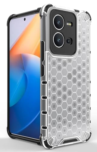 Image of Lustree TPU Honey Comb Armor Shock Proof Back Cover for for VIVO V25 5G (Transparent)