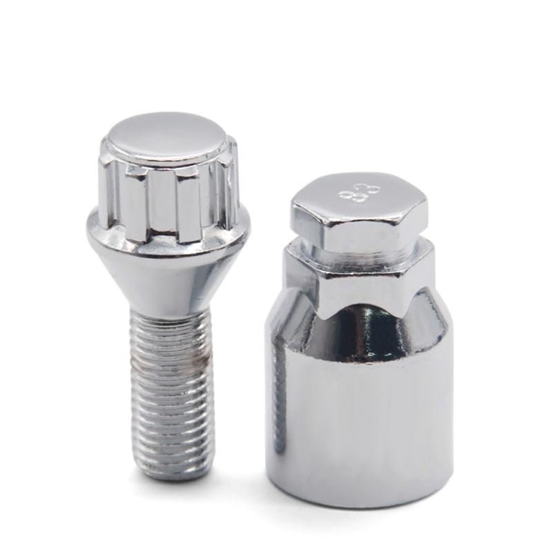 Boulons de roue écrous de verrouillage M12 x 1.5 avec clé de verrouillage pour BMW MINI Vauxhalls Nissan goujon de roue en alliage chromé et siège conique  34