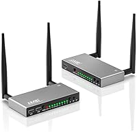 Vista 1 de TIMBOOTECH Transmisor y receptor HDMI inalámbrico de 820 pies, hasta 8 receptores, KVM, control remoto IR, salida de bucle, extensor inalámbrico
