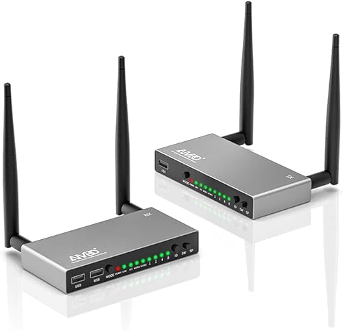 TIMBOOTECH Transmisor y receptor HDMI inalámbrico de 820 pies, hasta 8 receptores, KVM, control remoto IR, salida de bucle HDMI, extensor TIMBOOTECH Transmisor y receptor HDMI inalámbrico de 820 pies, hasta 8 receptores, KVM, control remoto IR, salida de bucle HDMI, extensor