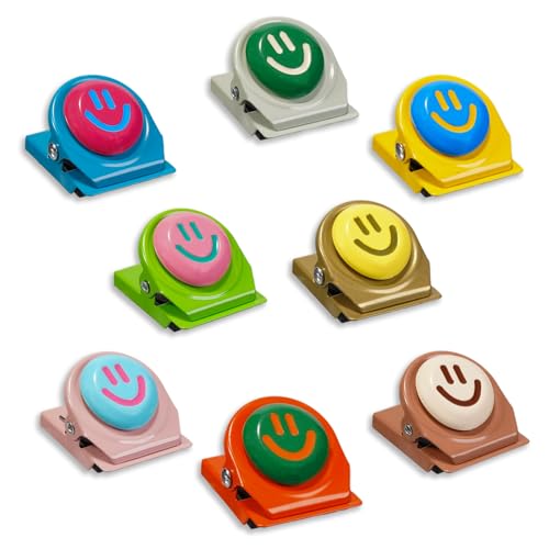 8Pcs Colorful Magnetic Clips – Palette Happy Face Fridge Magnets Set for Artwork Display, Whiteboard, Locker & Family Organization