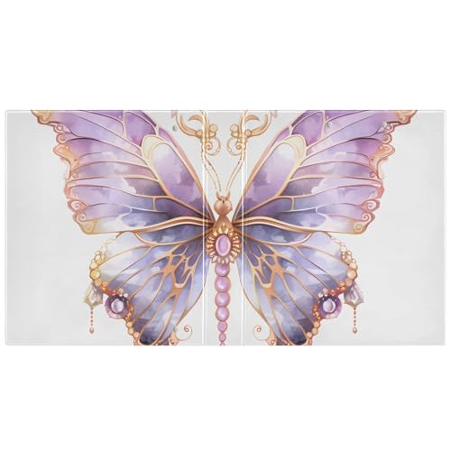 Image of 3 Ring Binder Butterflies Purple Butterfly 1.5 inch Binders Three Ring Binders with Clipboard Fit 8.5'' x 11'' Paper 3 Interior PVC Clear Pockets for Office Supplies