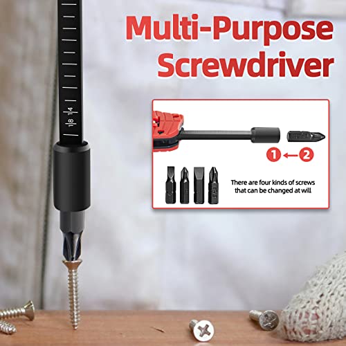 Pocket Knife, 7 In 1 Multitool Stainless Steel Folding Knife With Screwdrivers Bottle Opener Small Ruler Safety Lock Camping Accessories Survival Gear Gifts For Him Men Dad Husband Boyfriend (Red) #TOP3